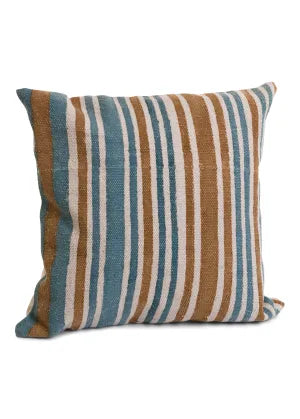 20 x 20 Cotton Striped Pillow (Blue/Orange) - Everyday Textiles