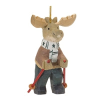 5.5" Moose with Ski Poles Ornament