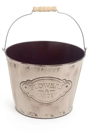 10"D x 12 Iron Bucket Planter w/Handle