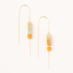 Scout Rectangle Stone Earrings - Amazonite/Amber/Gold