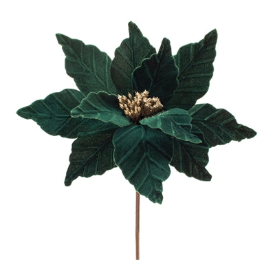 Green Poinsettia Stem 21”H Polyester