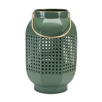 Green Metal Lantern 10.5"D x 11.5"H