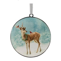 Deer Disc Ornament 6"H Iron