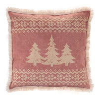 Triple Tree Pillow Faded Red 18"SQ Cotton