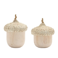 Whitewashed Acorn w/Lid ( Multiple Sizes )