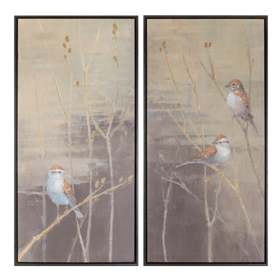 Framed Bird and Pussy Willow Print (2 Asst) 15.5"L x 32"H