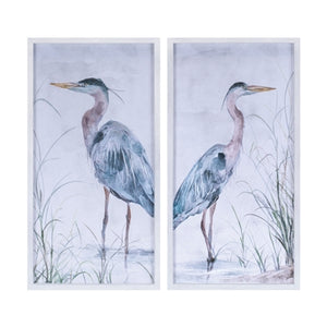 Framed Heron Print (2 Asst) 12.5"L x 24.5"H