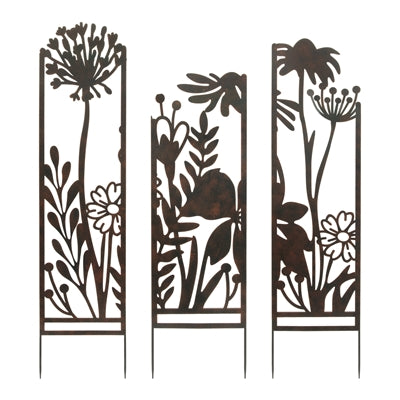 Floral Fence (3 Asst Styles) 14"L x 59.5"H, 14"L x 57"H, 14"L x 47"H Iron
