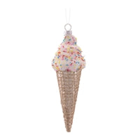 6"H Ice Cream Cone Glass Ornament