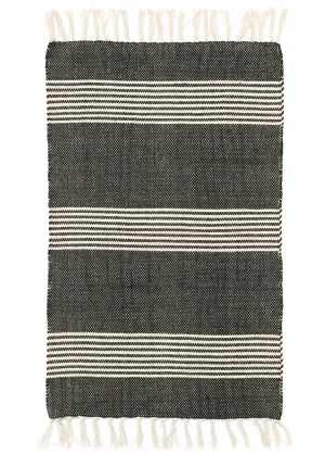 24 x 36 Black/Cream Stripped Rug