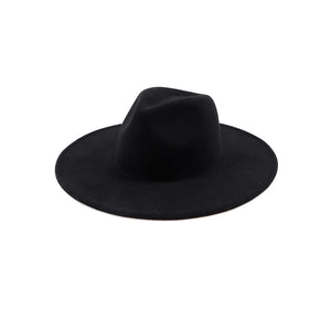 Women's Faux Felt Wide Brim Fedora - Black