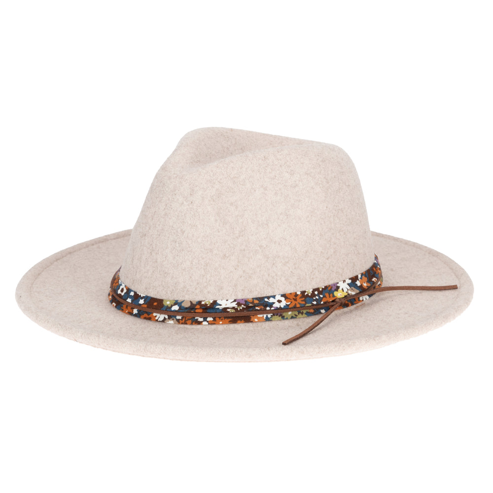 Women's Faux Felt Fedora with Cotton Band - Oatmeal
