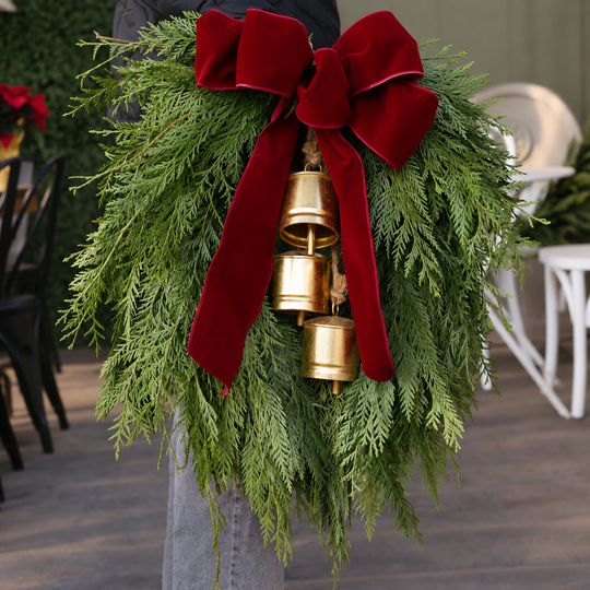 18" Evergreen Bells Wreath Workshop (Sat., Dec 5 @ 11 AM)