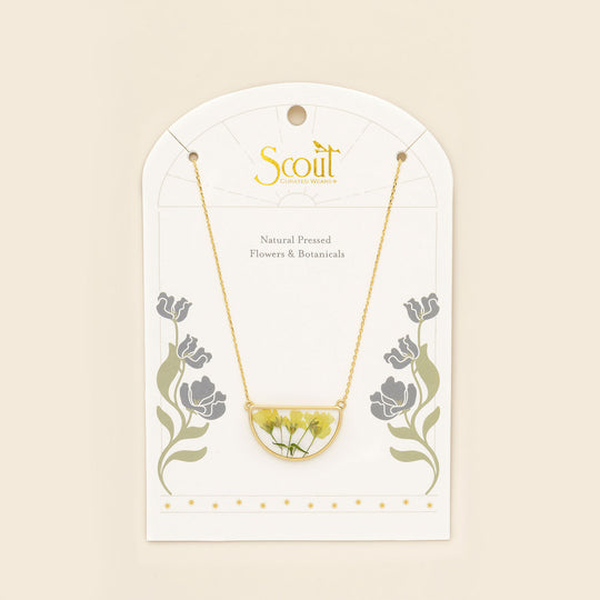 Pressed Flower Necklace - Yellow Baby's Breath