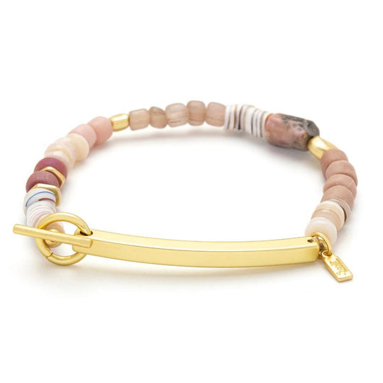 Hidden Message Bracelet - Loved/Rhodochrosite/Gold