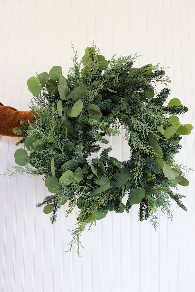 14" Mixed Eucalyptus Wreath - Hundred Acre Wood School