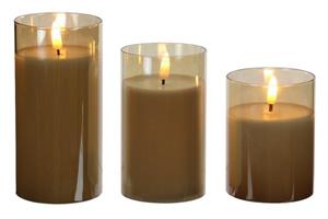 Amber LED Glass Tube Candle (Multiple Sizes)