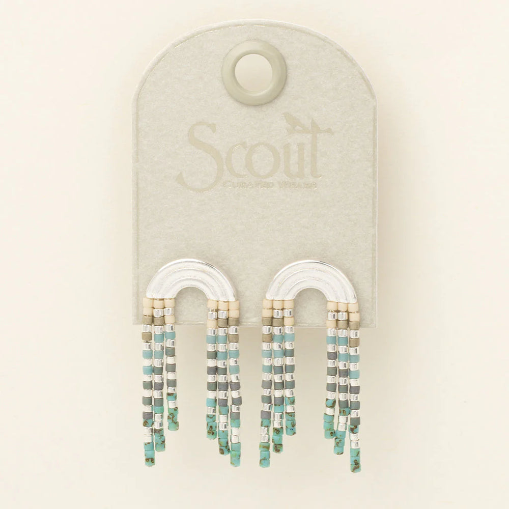 Chromacolor Miyuki Rainbow Fringe Earring - Turquoise Multi/Silver