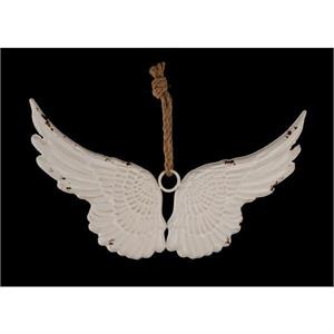 17.5"LX9.75"H Metal  Angel Wings Ornament - White