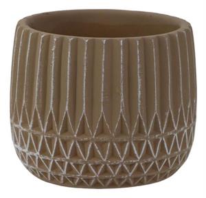 
            
                Load image into Gallery viewer, 5&amp;quot; Cement Triangle/Ridge Pot (Brown/White)
            
        