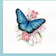 Quilling Card: Blue Butterfly & Pink Flowers