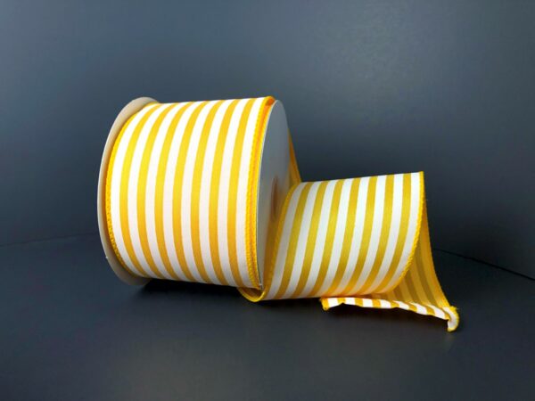 2.5"x10Y Sunflower Yellow/White Cabana Stripes