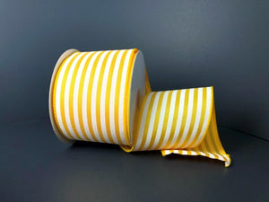2.5"x10Y Sunflower Yellow/White Cabana Stripes