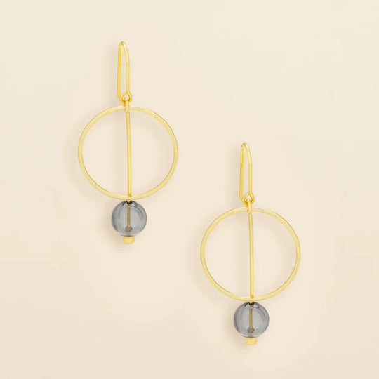Refined Glass Drop Earrings - Smoke/Gold