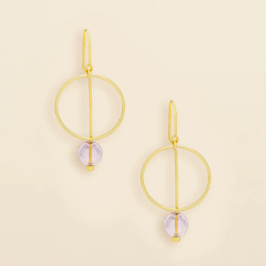 Refined Glass Drop Earrings - Pink/Gold