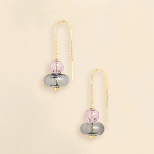 Refined Glass Stacked Threader - Lavender/Smoke/Gold