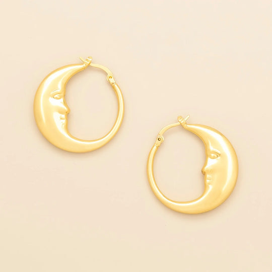 Refined Icon Earring - Moon Hoop/Gold