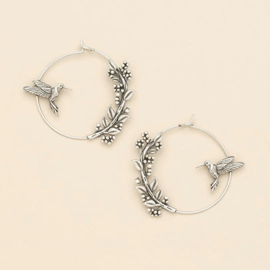 Refined Icon Earring - Hummingbird Hoop/Silver