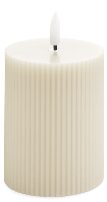 3X6 LED Pillar Candle Ribbed (Beige)