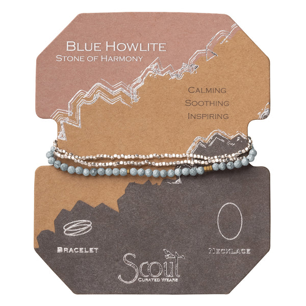 Delicate Stone Bracelet/Necklace - Blue Howlite/Silver
