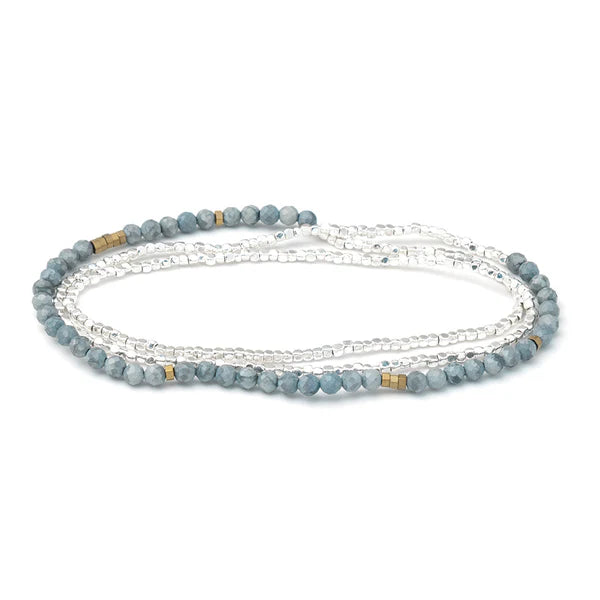 Delicate Stone Bracelet/Necklace - Blue Howlite/Silver