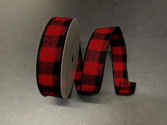 1.5"x50yds Red Black Brushed Buffalo Plaid