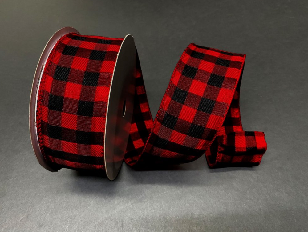 
            
                Load image into Gallery viewer, 2.5&amp;quot;x50yds Black Red Woven Buffalo Plaid
            
        