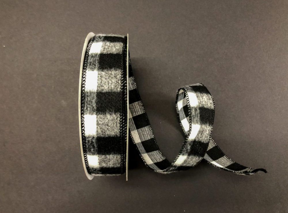 
            
                Load image into Gallery viewer, 1.5&amp;quot;x50yds Black White Brushed Buffalo Plaid
            
        