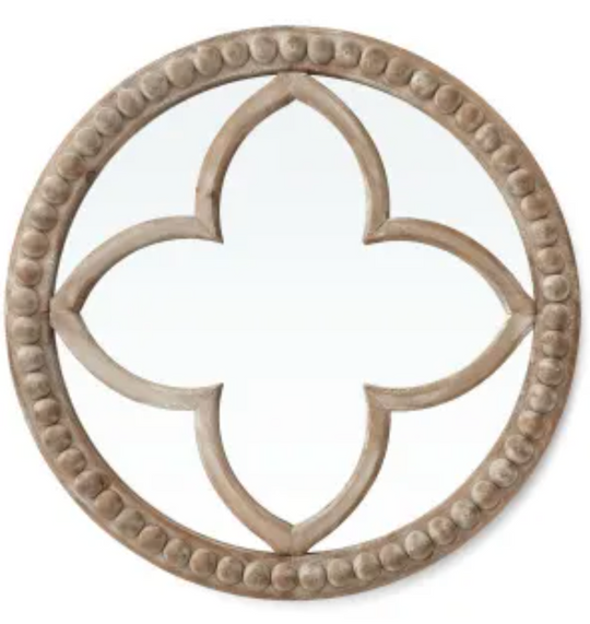 Clover Mirror with Beaded Trim  23.7x23.7x1.6"