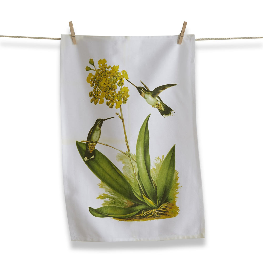 Hummingbird Yellow Flower Dishtowel