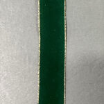 1.5" x 50Y Hunter Green Velvet/Gold Edge Ribbon