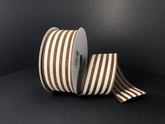 1.5" x 10Y Chocolate/White Cabana Stripes