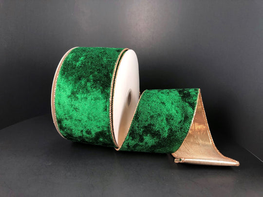 2.5"x 10Y Hunter Green Crushed Velvet