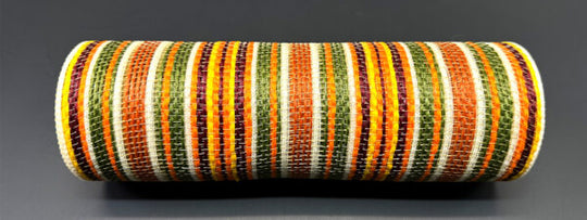 10"x10yds Orange/Moss/Brown/Ivory Striped Mesh