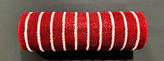10"x10yds Red Heavy Metallic Multi Stripped Mesh
