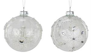 100mm Glass Snowflake Ball Ornament (Assorted)