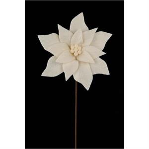 11" Felt Poinsettia Stem - Ivory
