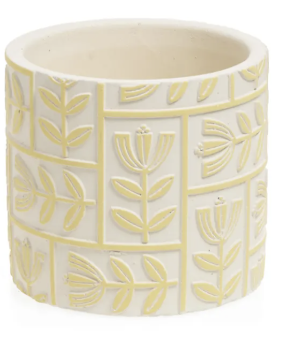 4X4 Cement Embossed Leaves (Beige-Yellow)