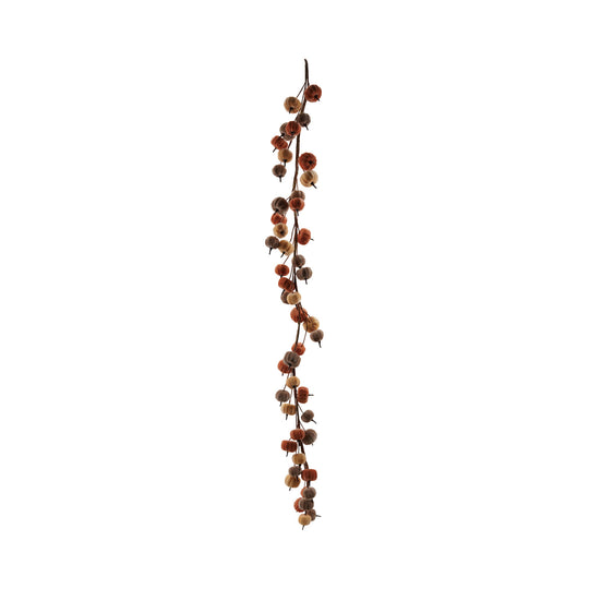 61"L x 4-1/2"H Foam & Velvet Pumpkin Garland, Tan, Orange & Cream Color