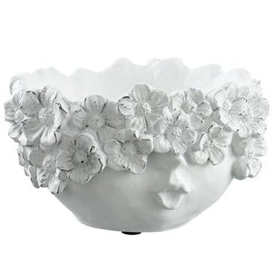 5" Garden Flower Lady Planter ( White )